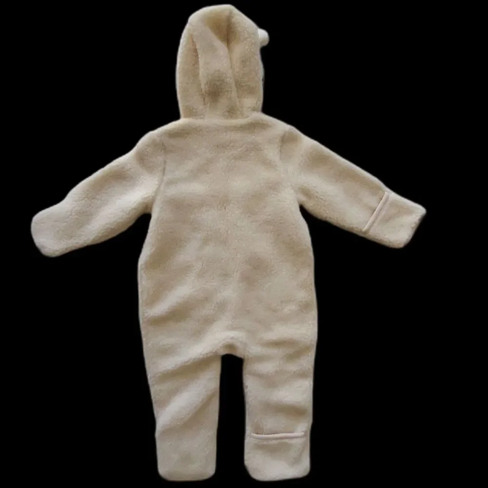 Baby Gap Warm Sherpa Bear Hooded 1-Pc Pram-Suit Ivory Sz 6-12 mos Outerwear Coat